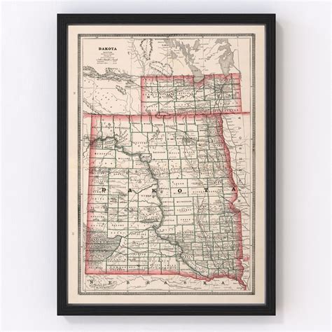 Vintage Map of Dakota Territory 1883 by Ted's Vintage Art