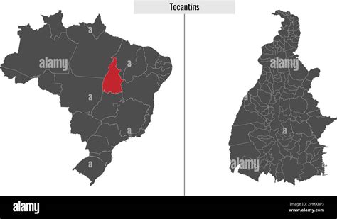 Mapa De Tocantins Estado De Brasil Y La Ubicaci N En El Mapa De Brasil