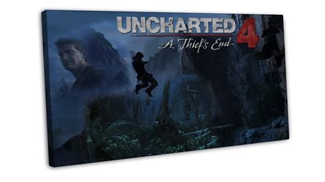 Uncharted 4 Game Art 20x16 Framed Canvas Print Decor