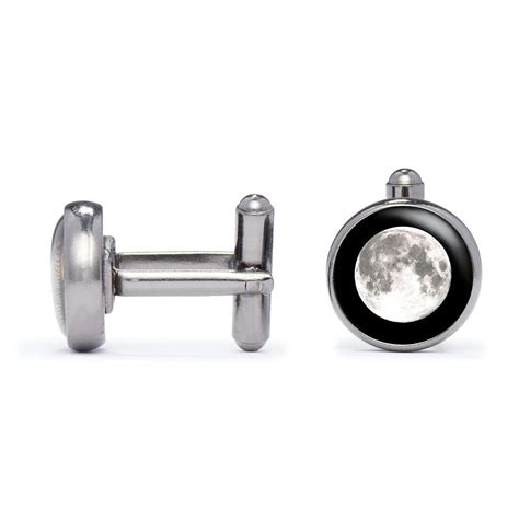 The Maginus Cufflinks In Silver Stainless Steel Moon Phase Jewelry