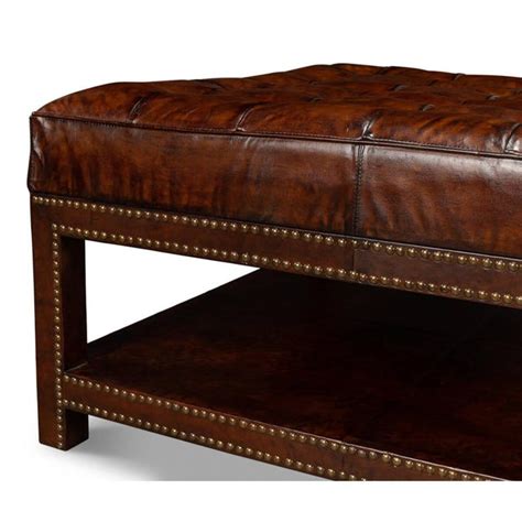 Tufted Leather Ottoman | Chairish