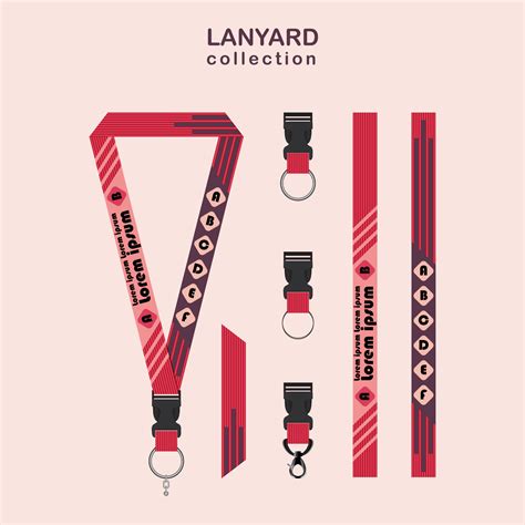 Magenta Line Lanyard Template Set Vector Art At Vecteezy