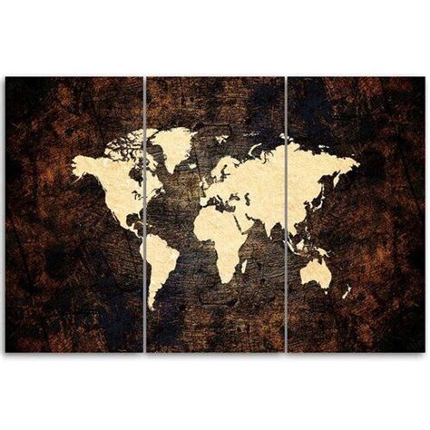 3 tlg Leinwandbilder Set World Map LoftDesigns Größe 100 cm H x 150