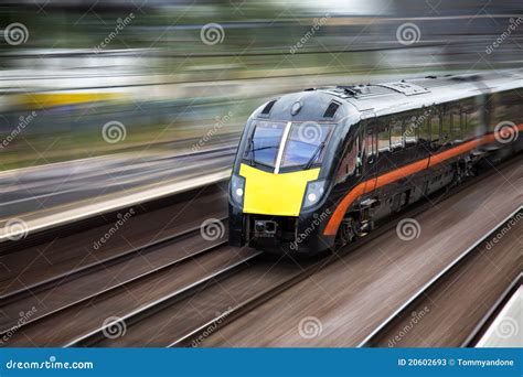 Fast moving train stock image. Image of corporate, public - 20602693