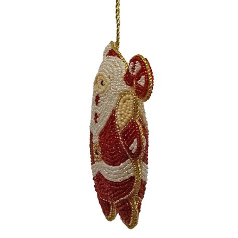 Hand Beaded Santa Claus Ornament Sudha Benefit Sale