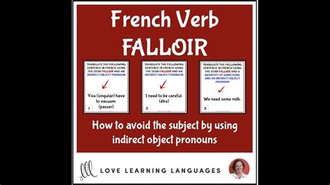 French Verb Falloir Present Tense Indirect Object Pronouns Lesson | Hot ...