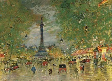 Oil Painting Replica Place De La Bastille Paris By Konstantin