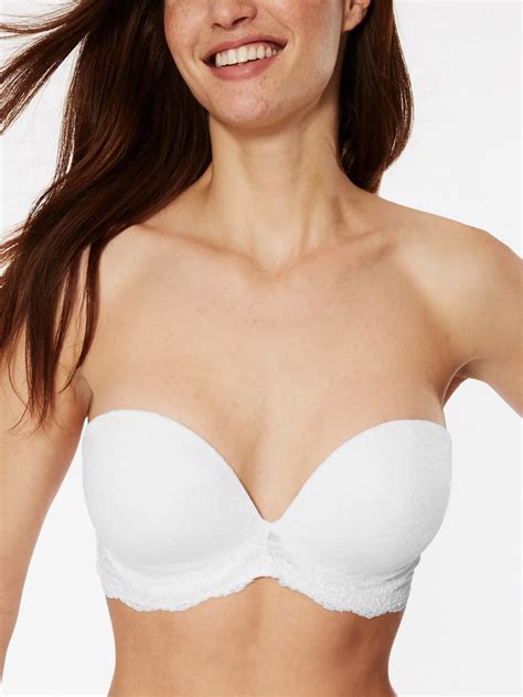 Marks And Spencer Mand5 White Louisa Lace Plunge Strapless Bra Size 30 D Dd