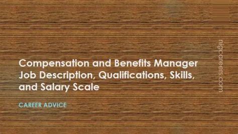 Compensation And Benefits Manager Job Description Skills And Salary