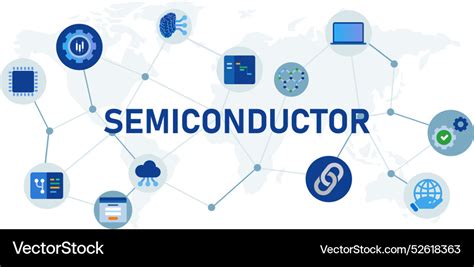 Semiconductor Icon Set Blueish Part Microchip Vector Image