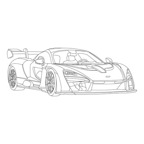 Mclaren Senna Vector Line Drawing Illustration, Digital Vector, Line ...