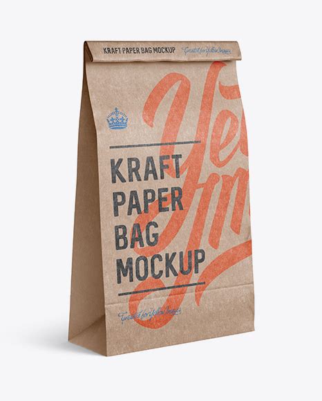 Kraft Paper Foodsnack Bag Mockup Halfside View Free Download