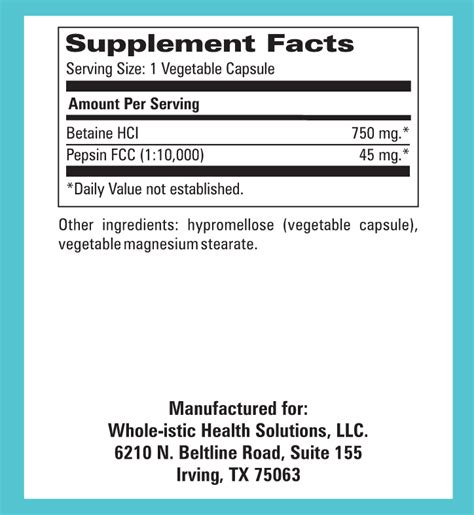 Betaine HCl* – 180 capsules | Parker Health Solutions