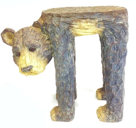 Lot Rustic Cottage Resin Black Bear Themed Stool