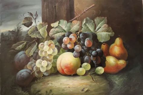 Nature Morte Fruits Tableau Peinture Huile Sur Toile Still Painting