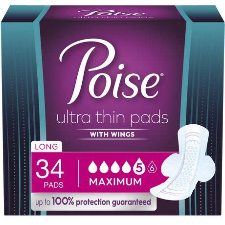 Poise Ultra Thin Postpartum Incontinence Pads Maximum Absorbency Long