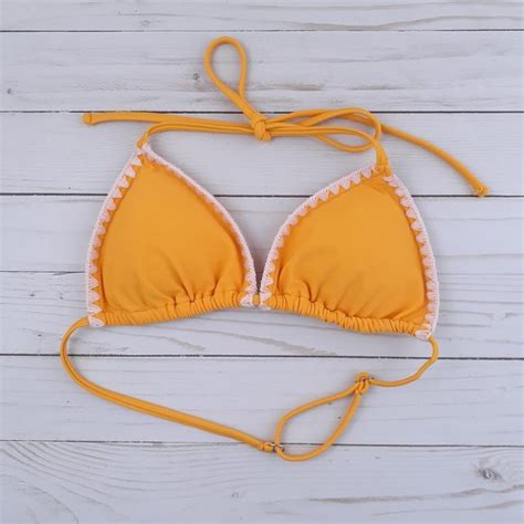 Damsel Swim Damsel Womens Tringle Bikini Top M Swim Suit Yellow