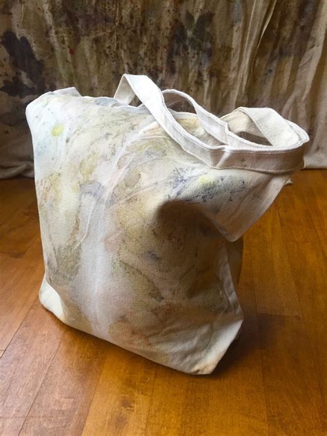 Medium Ecoprint Canvas Tote Bag Etsy