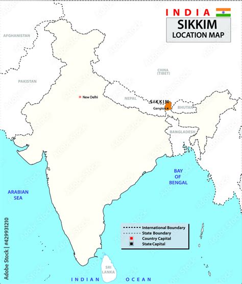 Vettoriale Stock Sikkim Map Highlight Sikkim Map On India Map With A