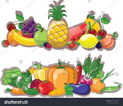 Cartoon Vegetables Fruits Background Stock Vector (Royalty Free ...