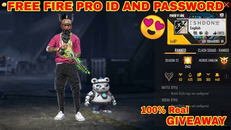 Free Fire Pro Id And Password Giveaway Free Fire Id Giveaway