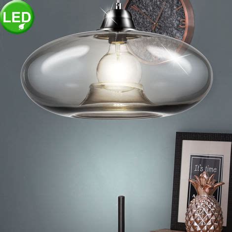 Decken H Nge Lampe Oval Wohn Zimmer Glas Pendel Leuchte Rauchfarben Im