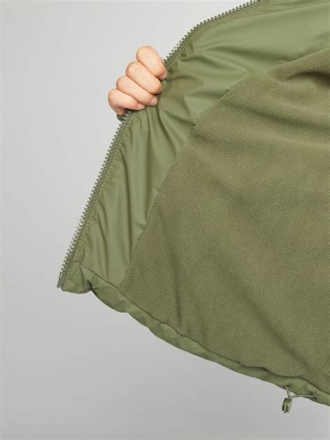 Anorak Corto Con Forro De Tejido Polar Verde Oscuro Kiabi Nu