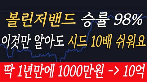 매매기법 볼랜저밴드 승률 98 이것만 알아도 시드 10배 쉬워요 딱 1년만에 1000만원으로 10억 벌었습니다