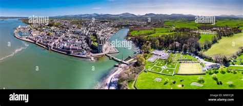 Aerial view caernarfon castle town hi-res stock photography and images ...