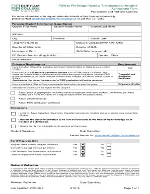 Fillable Online Psw To Pn Bridge Nursing Transformation Initiative