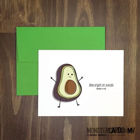 Thank You Card Domo Arigato Mr Avocado Thanks Blank Etsy