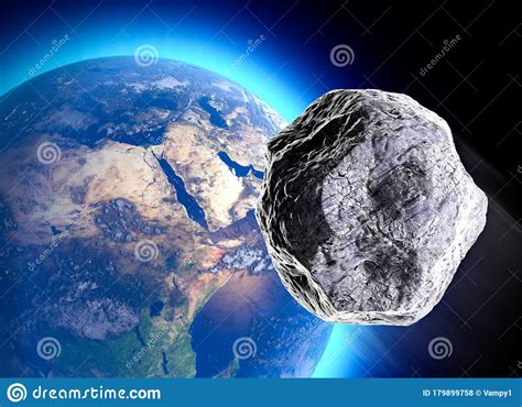 Meteorite Hitting the Earth. Asteroid on a Collision Course Towards Earth. Explosion, Cataclysm ...