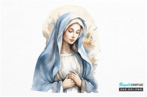 Watercolor Virgin Mary Clipart Png Graphic By Regulrcrative · Creative