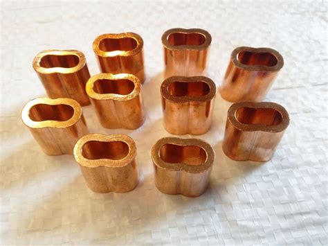 4mm Double Barrel Copper Ferrules Sleeves For Stainless Wire Rope Qty