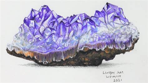 Amethyst Drawing With Derwent Lightfast 12 Pencil Set Amethyst Rock