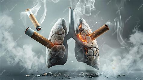 Premium Photo | Harmful cigarette smoke leading to lung damage and ...