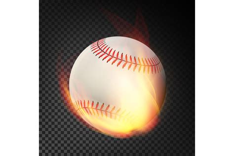 Flaming Realistic Baseball Ball On Fire Flying Through The Air Burning