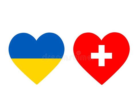 Ukraine And Switzerland Flags National Europe Emblem Heart Icons Vector