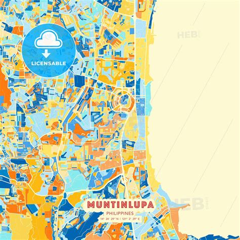 Muntinlupa Philippines Blue And Orange Vector Art Map Template Hebstreits