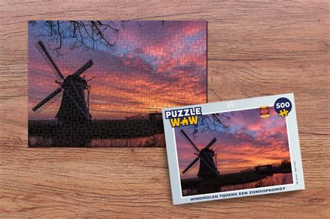 Puzzel Windmolen Tijdens Een Zonsopkomst Legpuzzel Puzzel