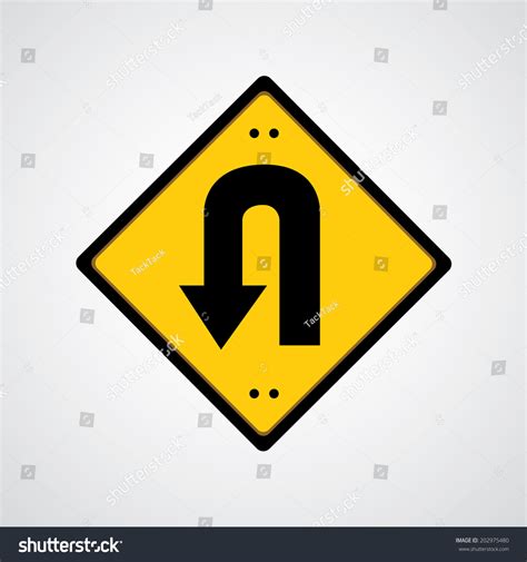 Vector Return Symbol Yellow Road Sign Stock Vector (Royalty Free ...