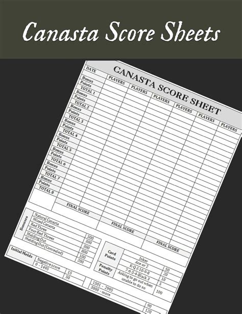 Buy Canasta Score Sheets: Canasta Blank Score Sheet | American Canasta ...