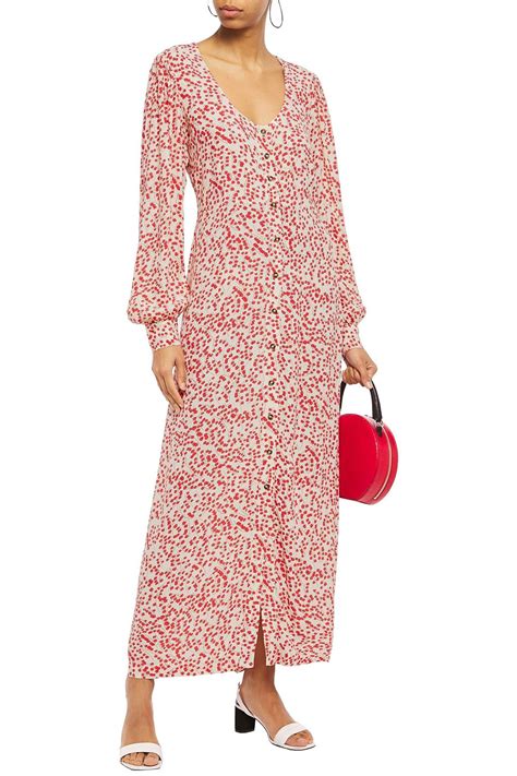 Ganni Floral Print Crepe Maxi Dress The Outnet