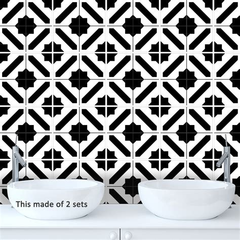 Azulejos Adhesivos Cocina Ba O Mosaico Blanco Y Negro Meses Sin