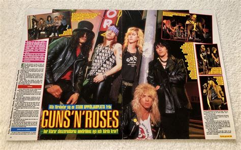 Guns N Roses Rose Slash Clipping Poster Swedish Music Magazine