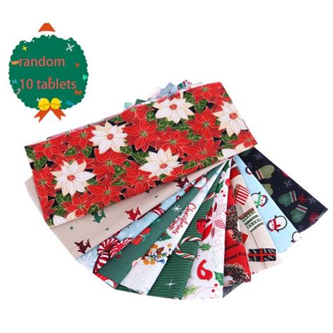 Zdmathe 5 10 Pcs Christmas Cotton Fabric Bundles Sewing Square