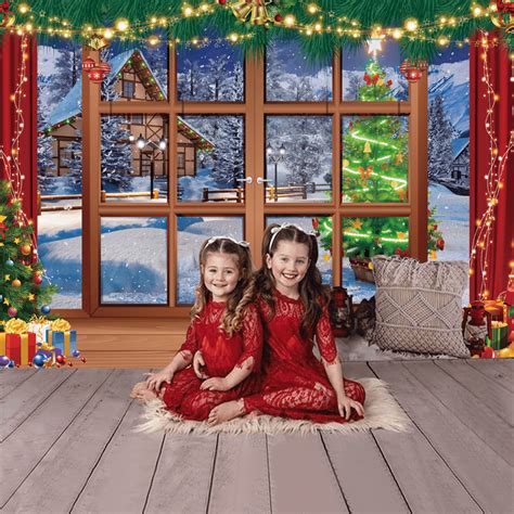 X Ft Christmas Window Backdrop For Photography Winter Snow Scene Xmas