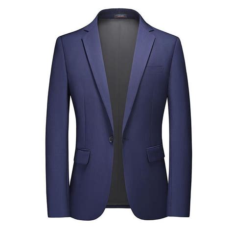 Wreesh Mens Fashion Solid Blazer Slim Business Suit Jacket Peaked Lapel