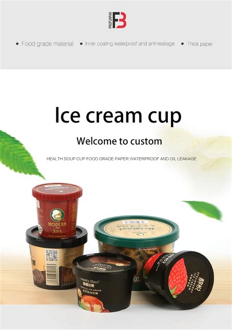 Customized Disposable Ice Cream Container Ice Cream Cup Tubs With Lid