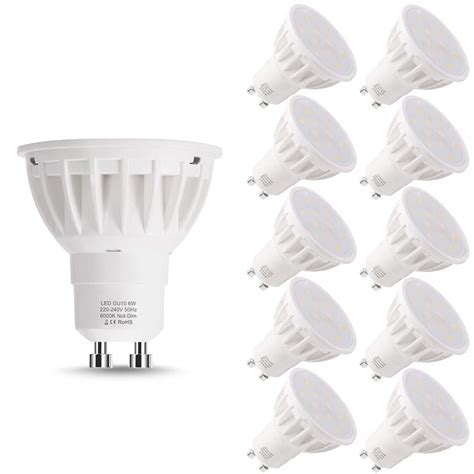 Buy Lehasi Gu10 Led Bulbs Cool White 6000k 6w Equivalent To 50w Halogen Light Bulb 230v 500lm